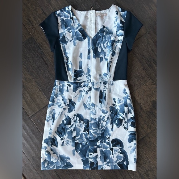 Banana Republic White & Blue Cap Sleeve Dress | Size 6 | Work or Summer - Picture 1 of 4